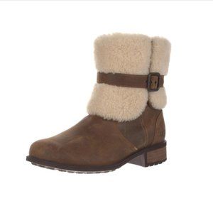 NWT UGG Australia Blayre II Chestnut Leather Fur Boots Womens Size 9 US